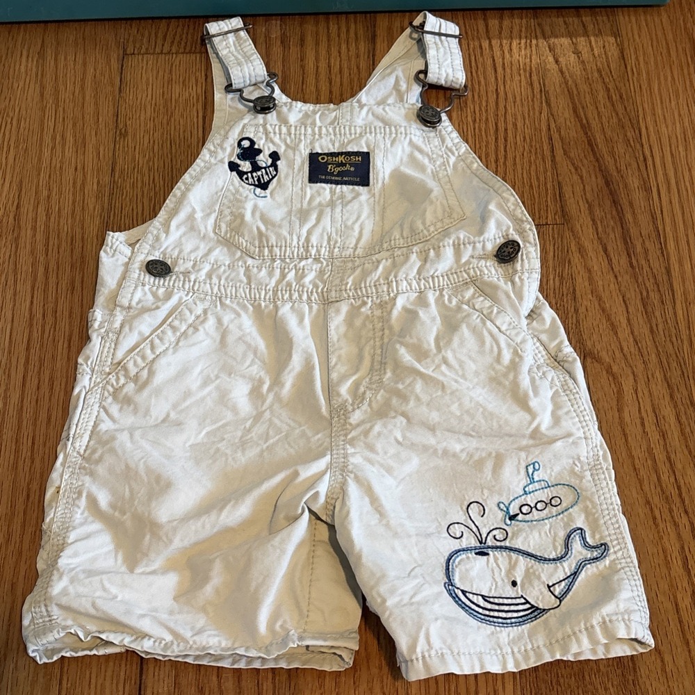 Oshkosh B'gosh Baby Size‎ 18 Months Shortalls Overalls Embroidered Blue Whales